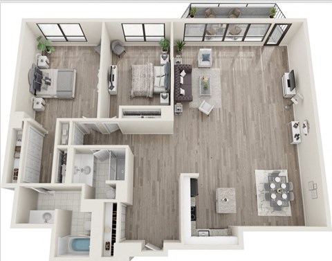Floor plan for 2 beds, 2 baths, 1700 sqft